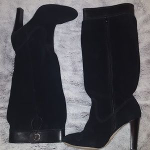 Michael Kors black suede slouch boots